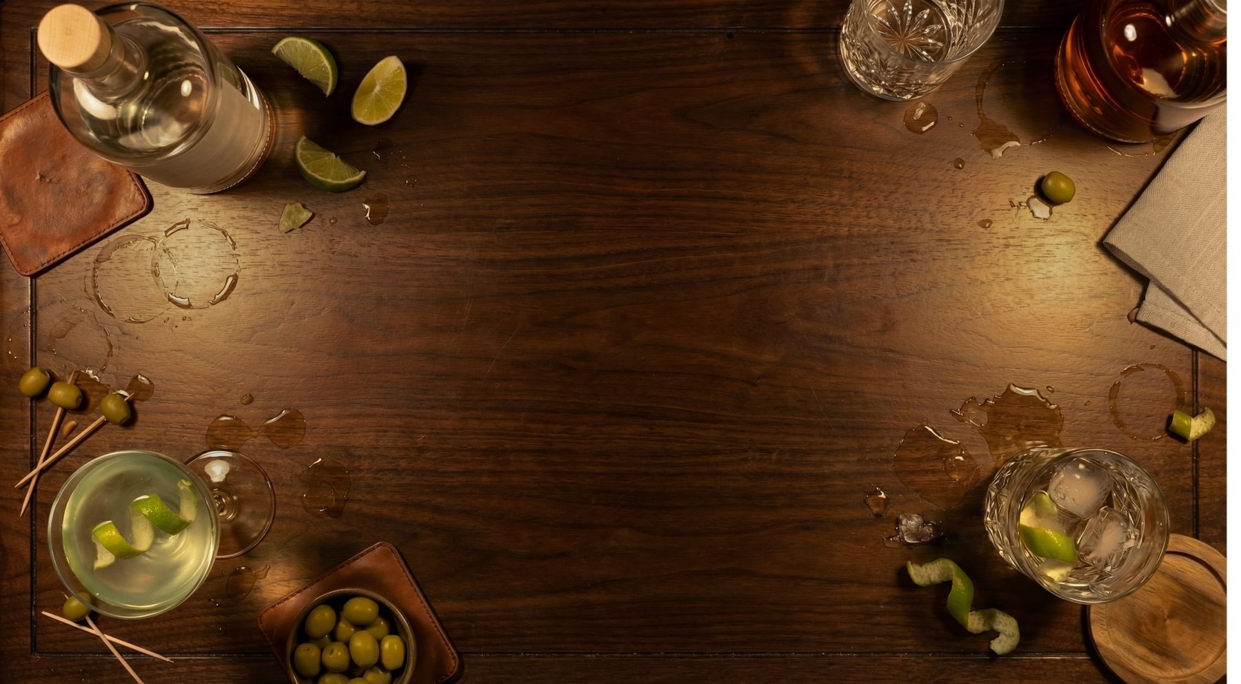 Premium spirits packaging with a bottle, cork stoppers, and a glass of whisky on a wooden surface.