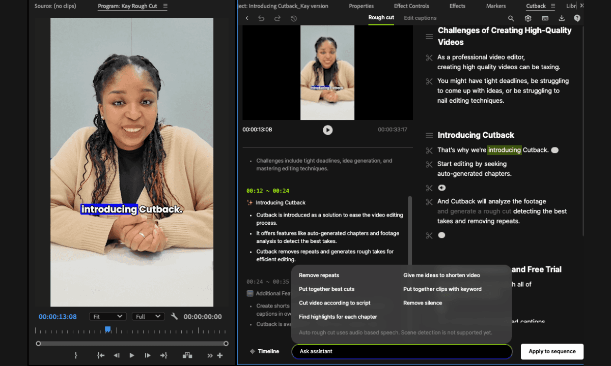 cutback update, video editing, ai video editor, script-based editing, text-based editing, video transcription