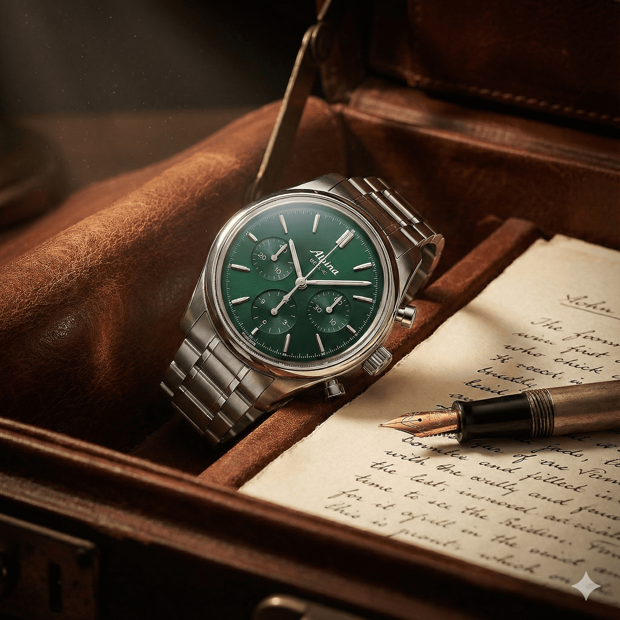 ALTURA watch inside a brown leather case