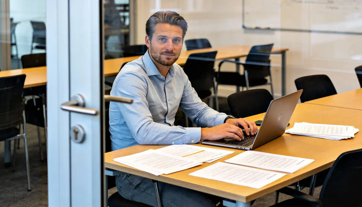 Teamlid werkt zorgvuldig aan outboundvoorbereiding met focus op kwaliteit.