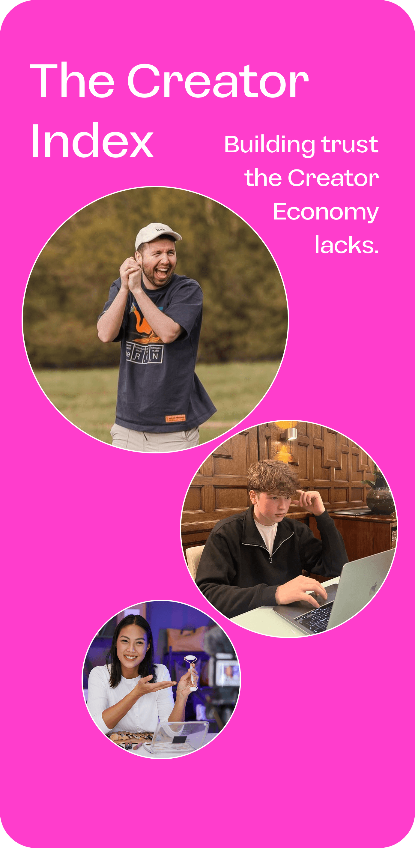 A neon-lit city street at night, shrouded in thick blue fog with glowing pink and purple signs illuminating the haze