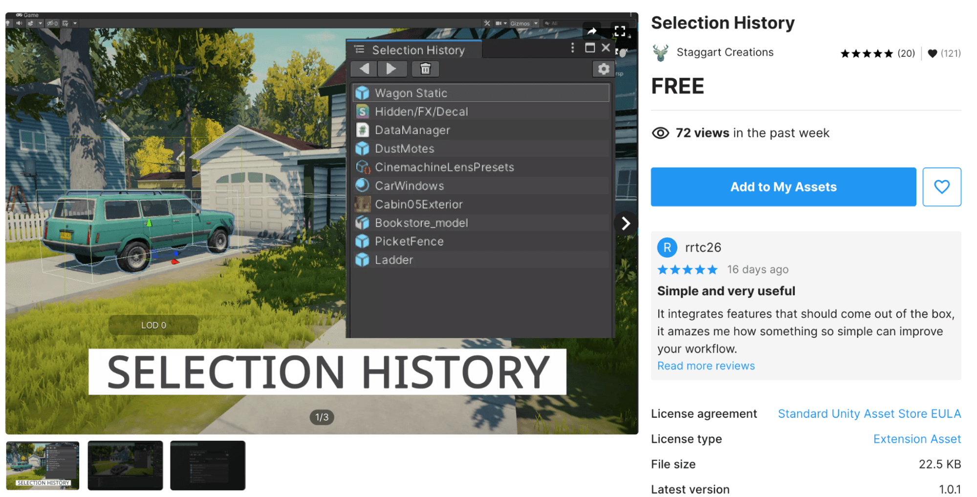 The Selection History plugin keeps a history of the files and objects you’ve worked on, making it easy to jump back and forth between tasks.