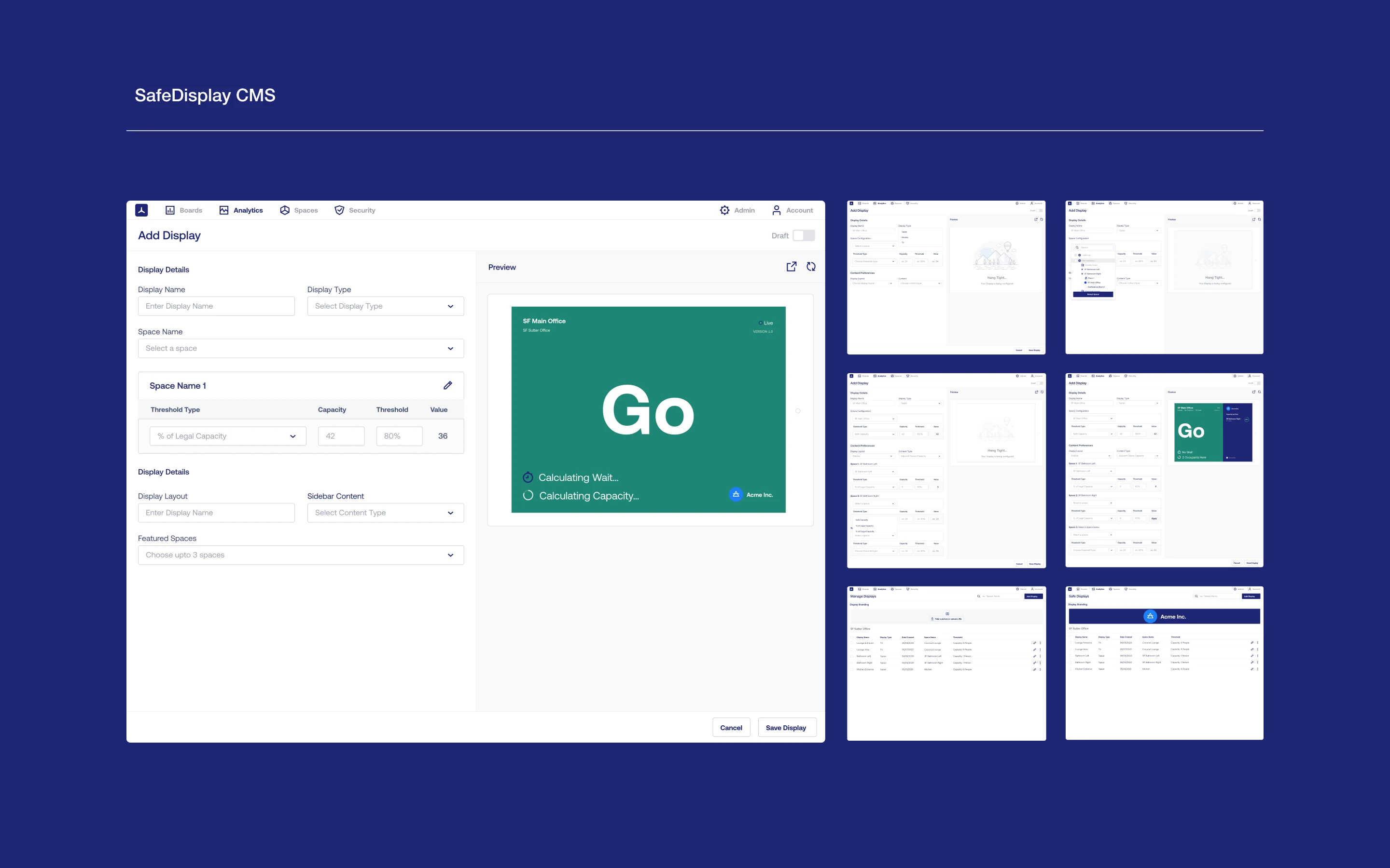 Screen shots of round one of CMS design. 