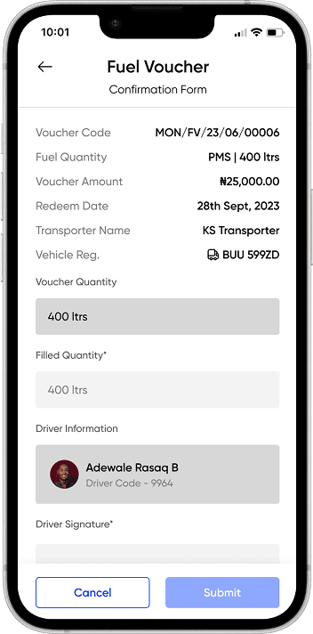 Customer App — confirmation and signature