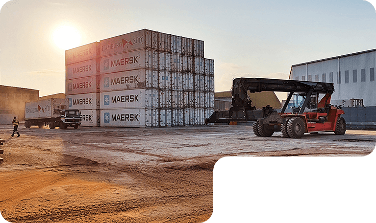 maersk containers being moved by grindrod logistics