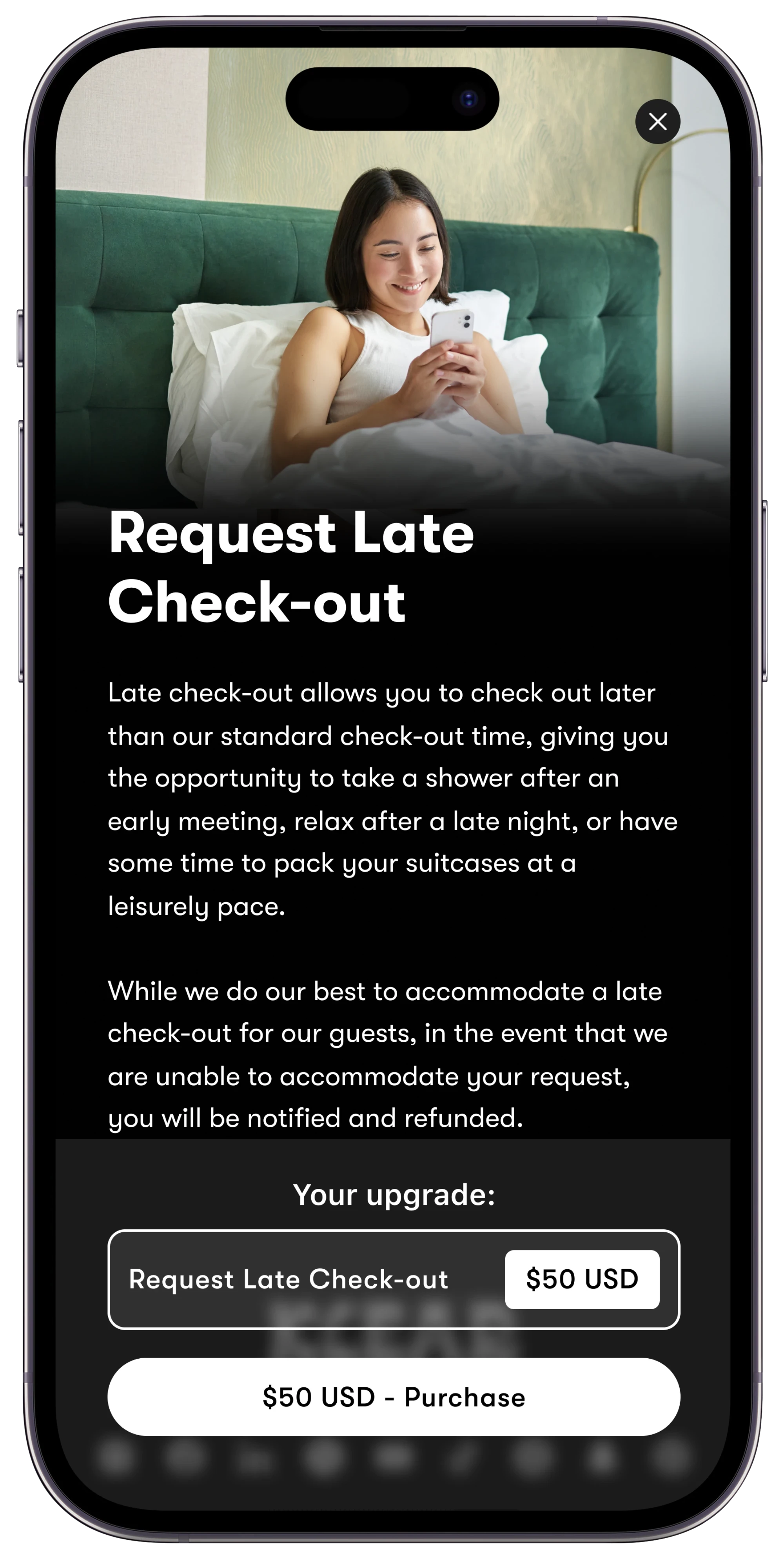 Late Check-out Upsell