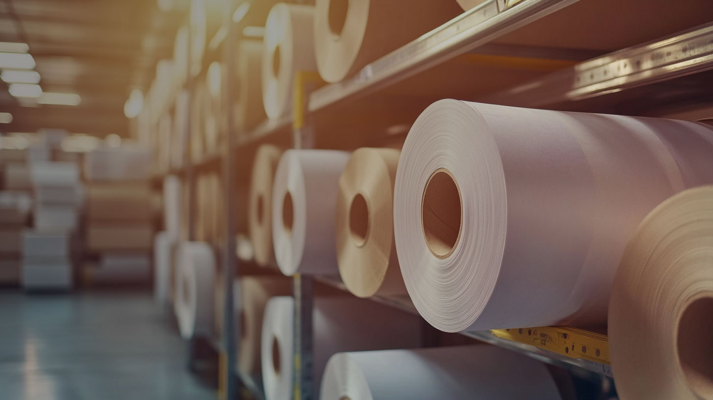 Unser Barriere Papier auf Rollen in einem Regal