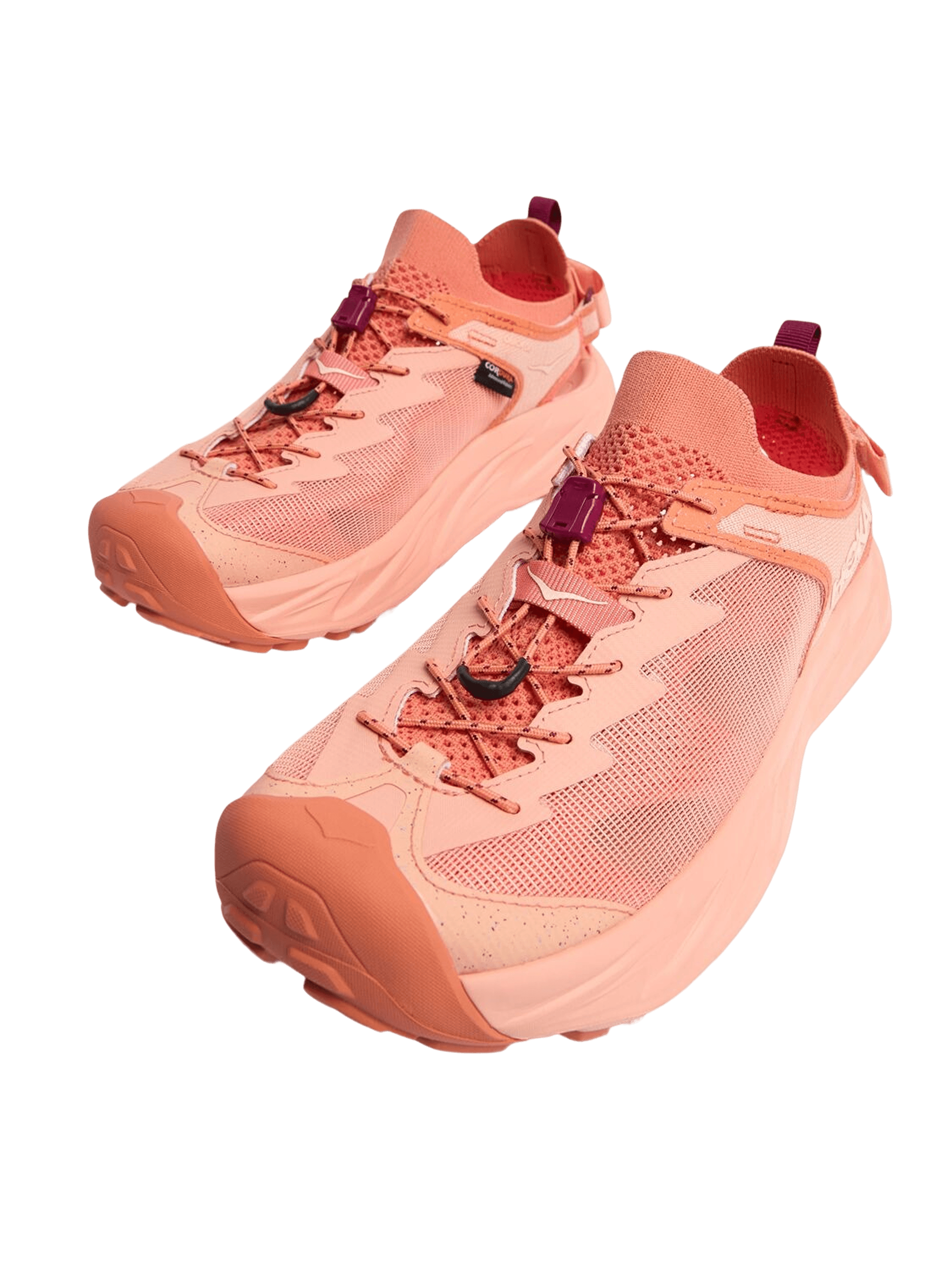 right side image of a pair of pink sneakers