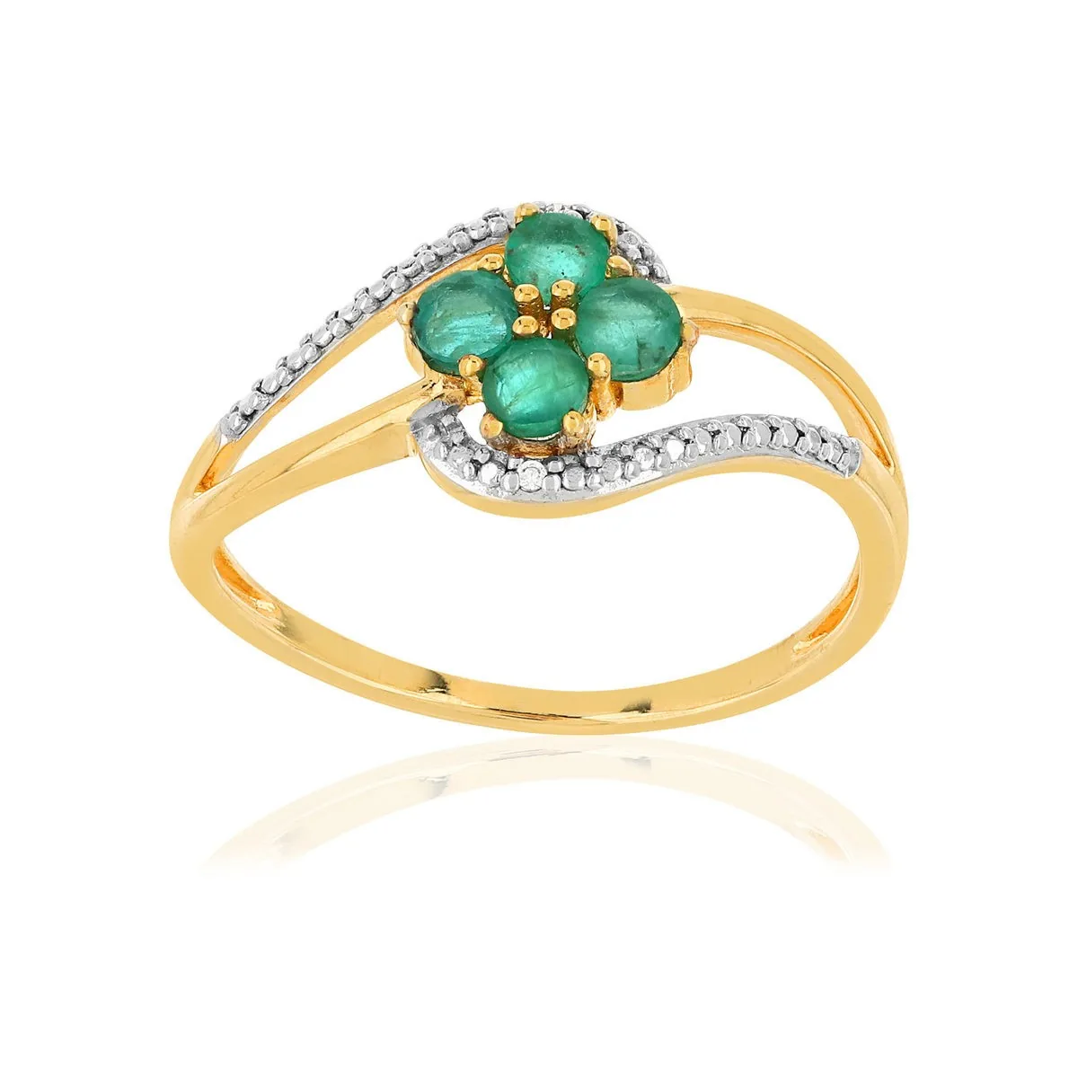 Bague en deux ors 375 sertie de diamants et émeraudes