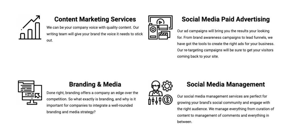 Screenshot of the Social Media 55 website showing social media marketing services.