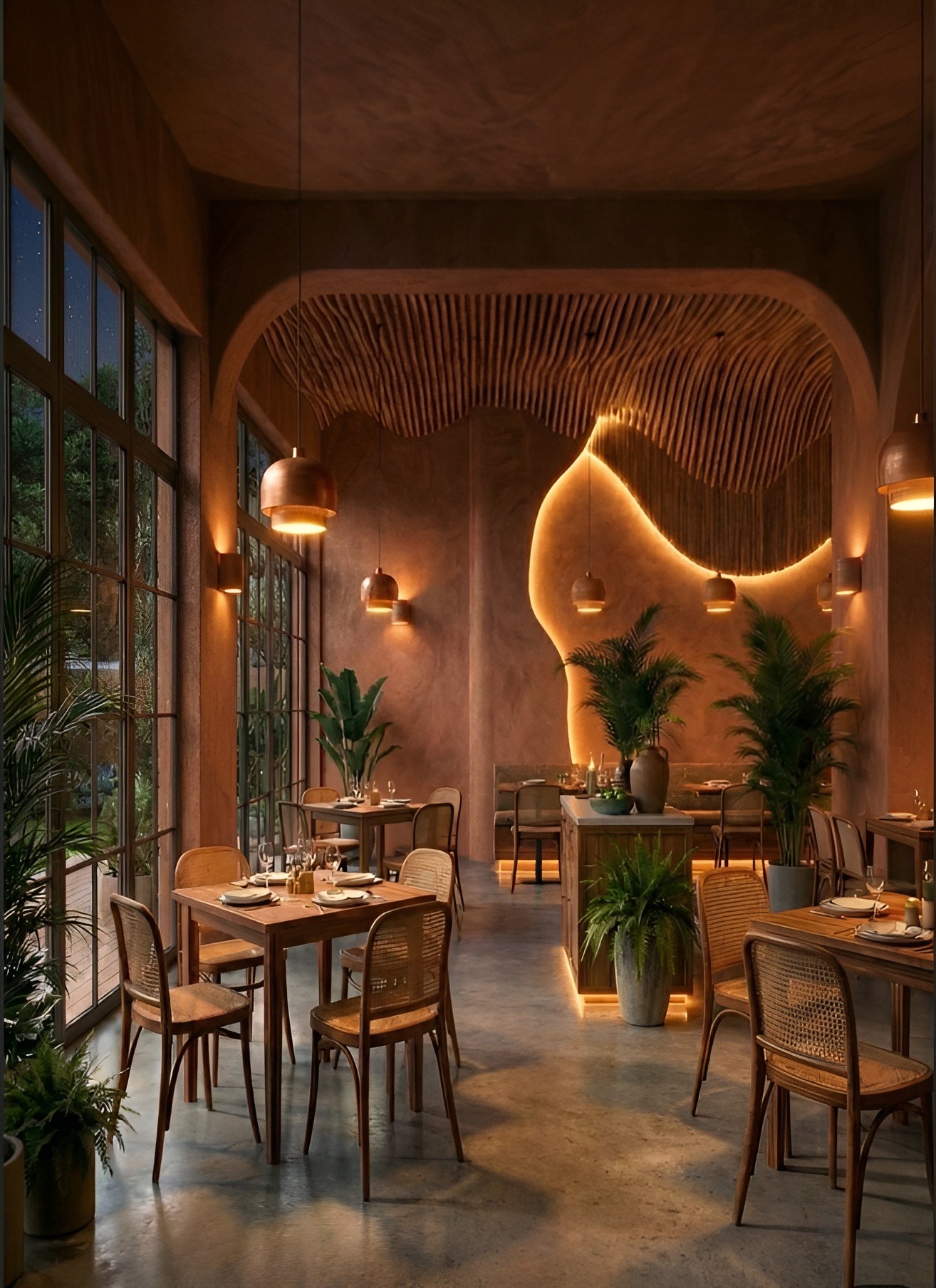 Comforting, well-lit restaurant by the nilgiris mountains