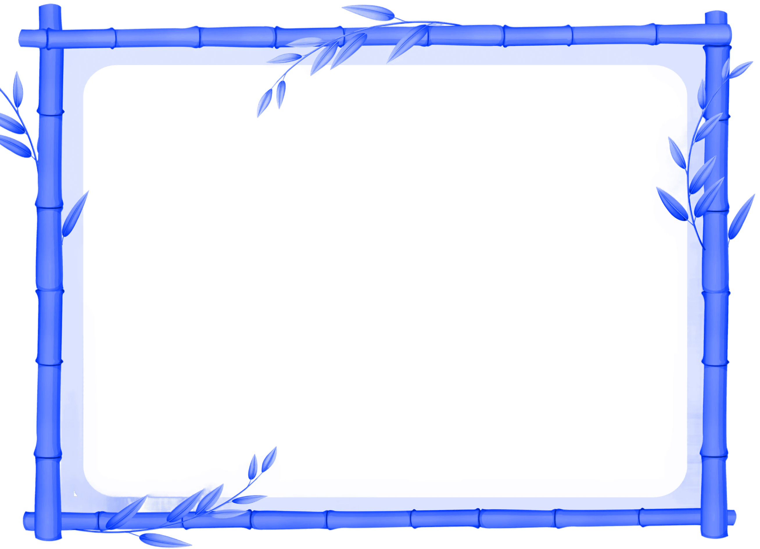 Bamboo frame with green leaves