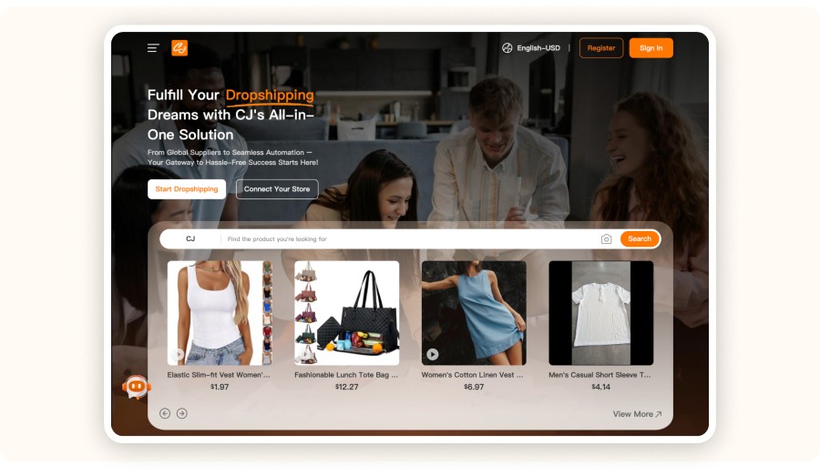 CJ Dropshipping homepage