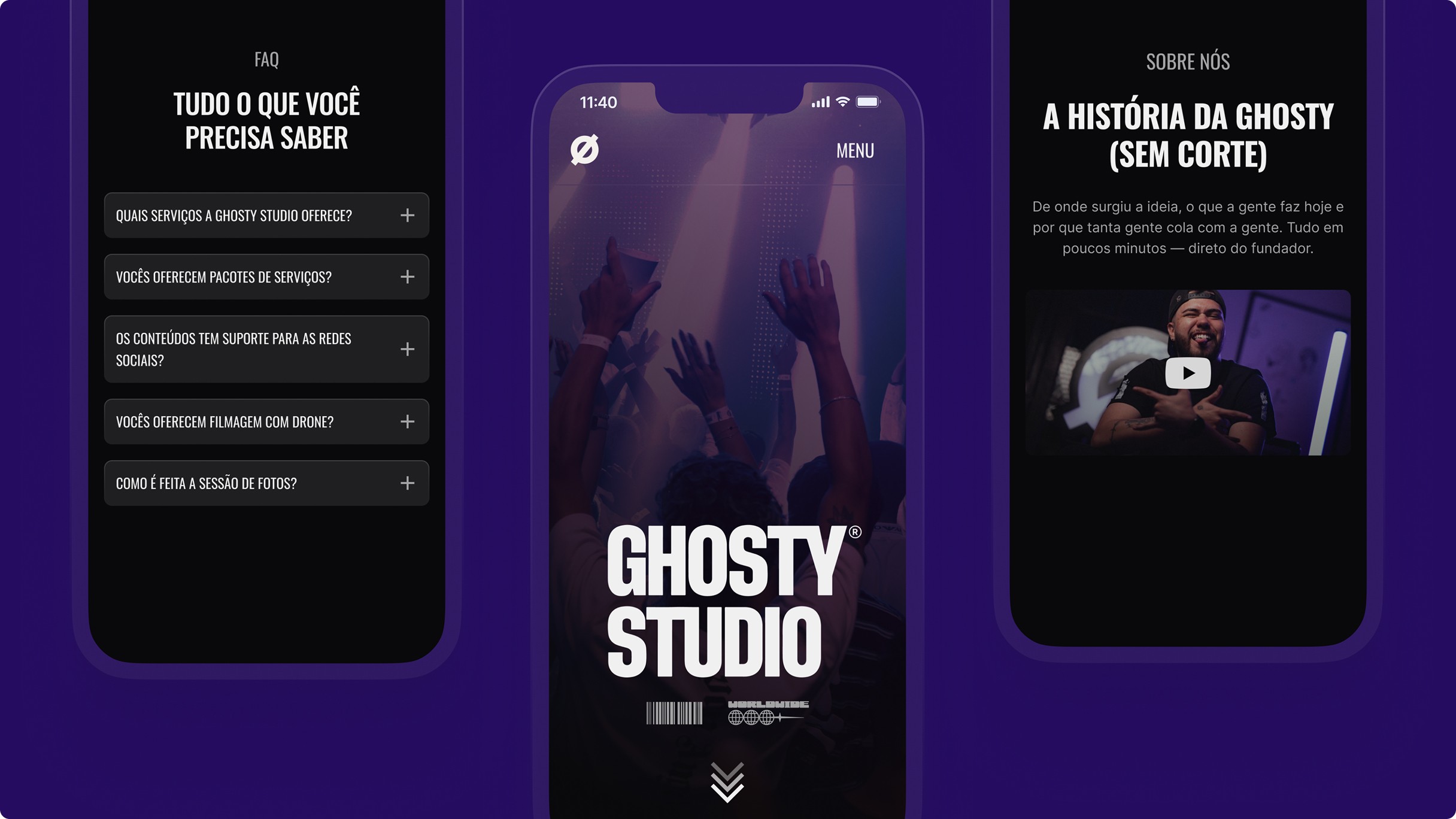 Mockup do site da Ghosty Studio