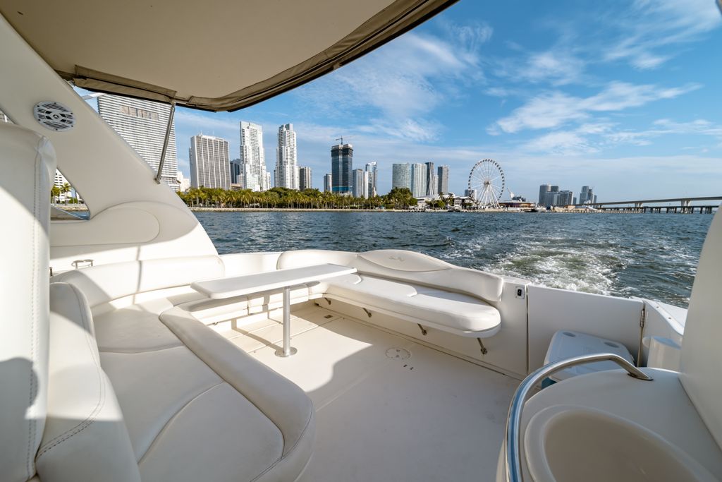 Sea Ray Express yacht anchored in Miami for a luxury getaway