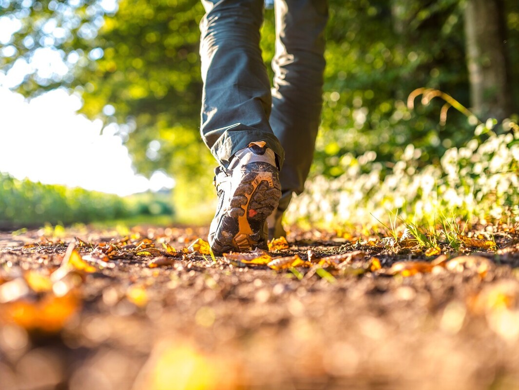 man going on a hike to reach more than 10000 steps a day weight loss