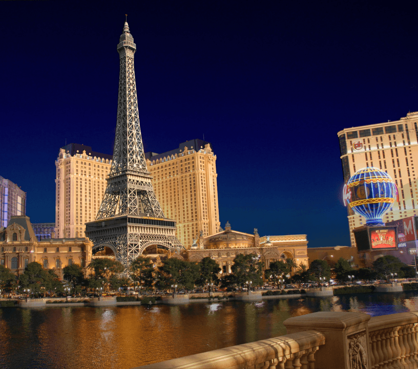 Book tickets to the Eiffel tower Experience observation deck, experience the Las Vegas Strip at night with casinos, hotels, and night show.