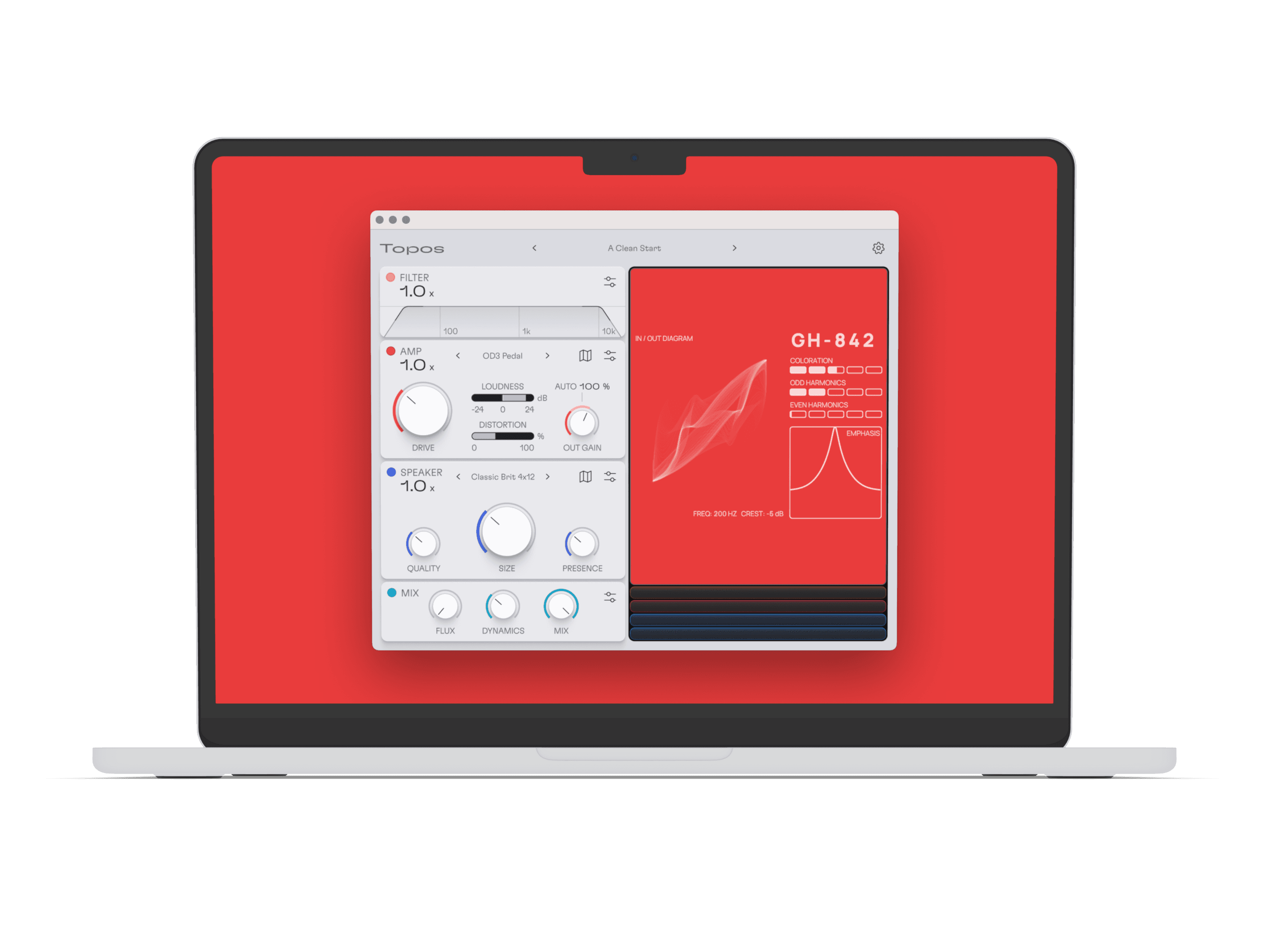 A MacBook showcasing Topos, an audio plug-in from Forever 89.