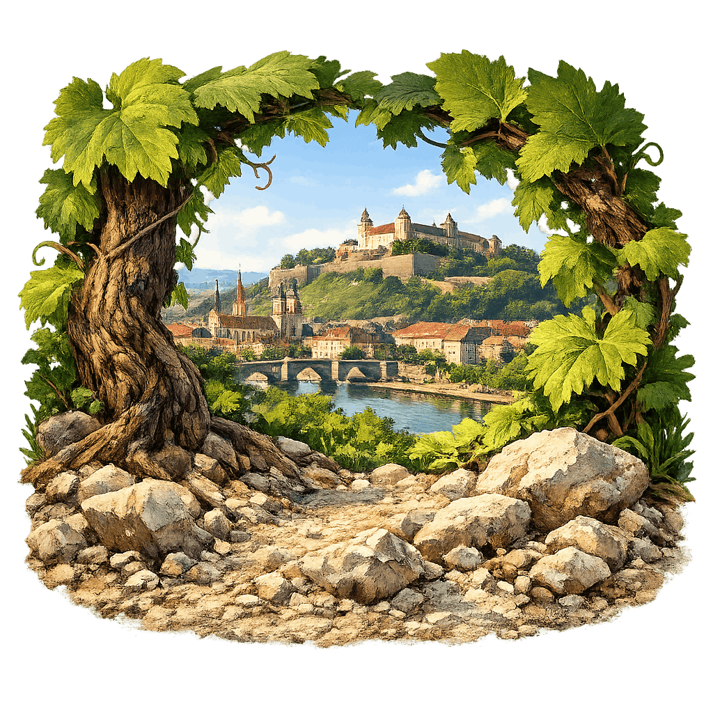 Detailed graphic of the Maindreieck wine region.