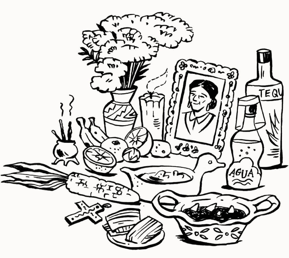 Illustration comic style ofrenda