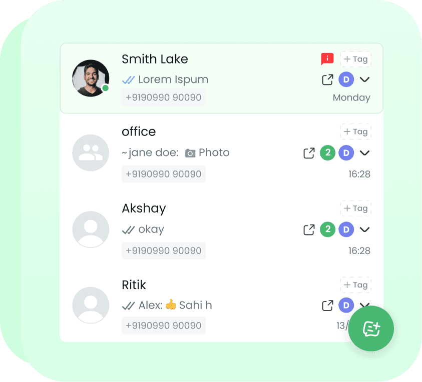 List of conversations in a messaging application.