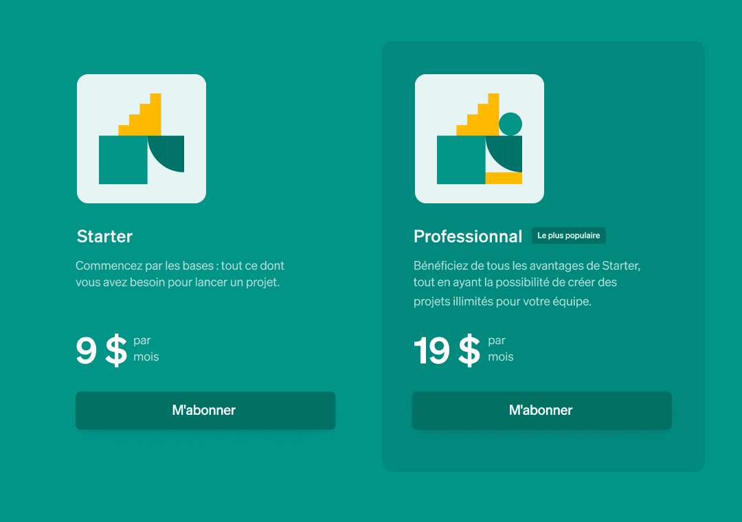 exemple de pricing par abonnement sur Stripe