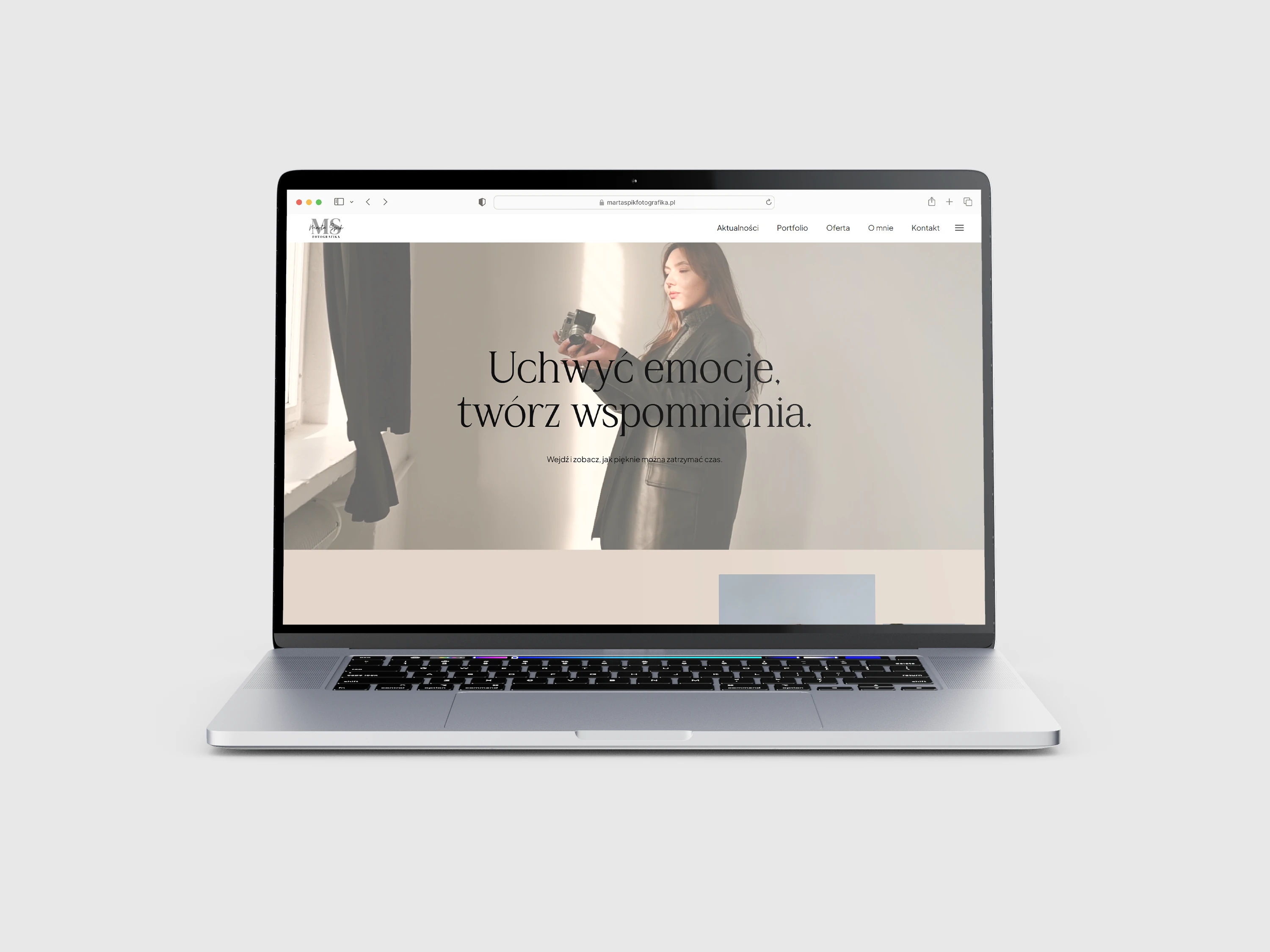 Strona internetowa Marta Spik Fotografika — sekcja hero