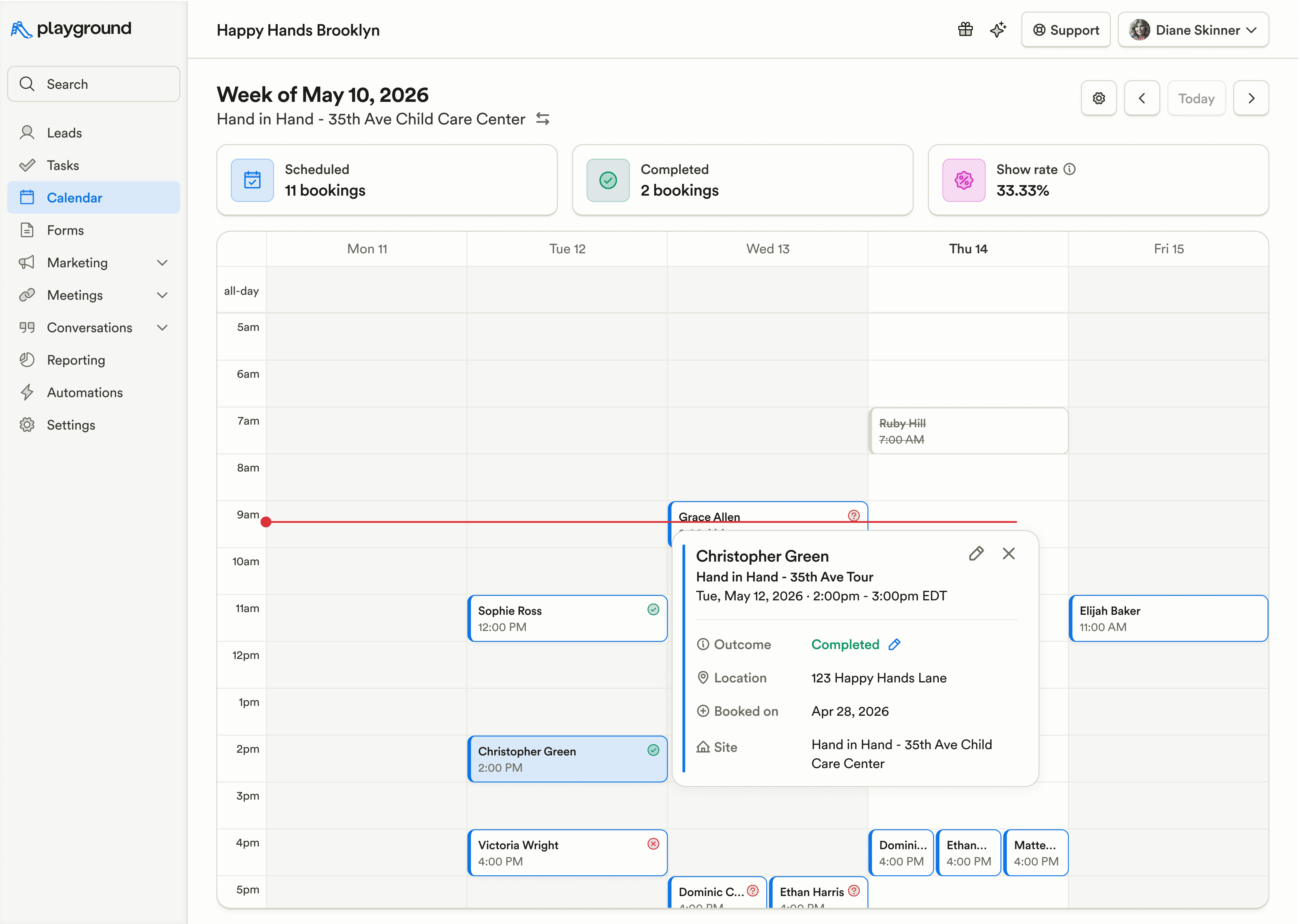 Calendar booking view