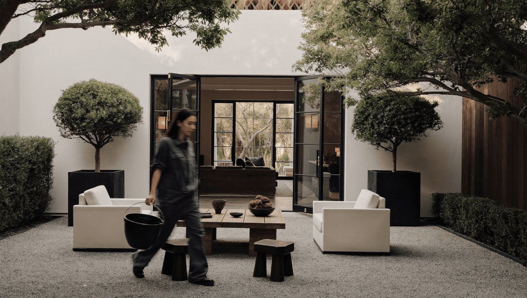 modern dark blue interior with men