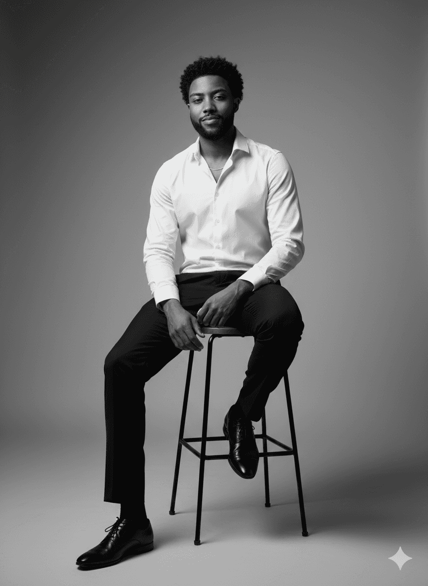 person sitting in a chair in front of a man