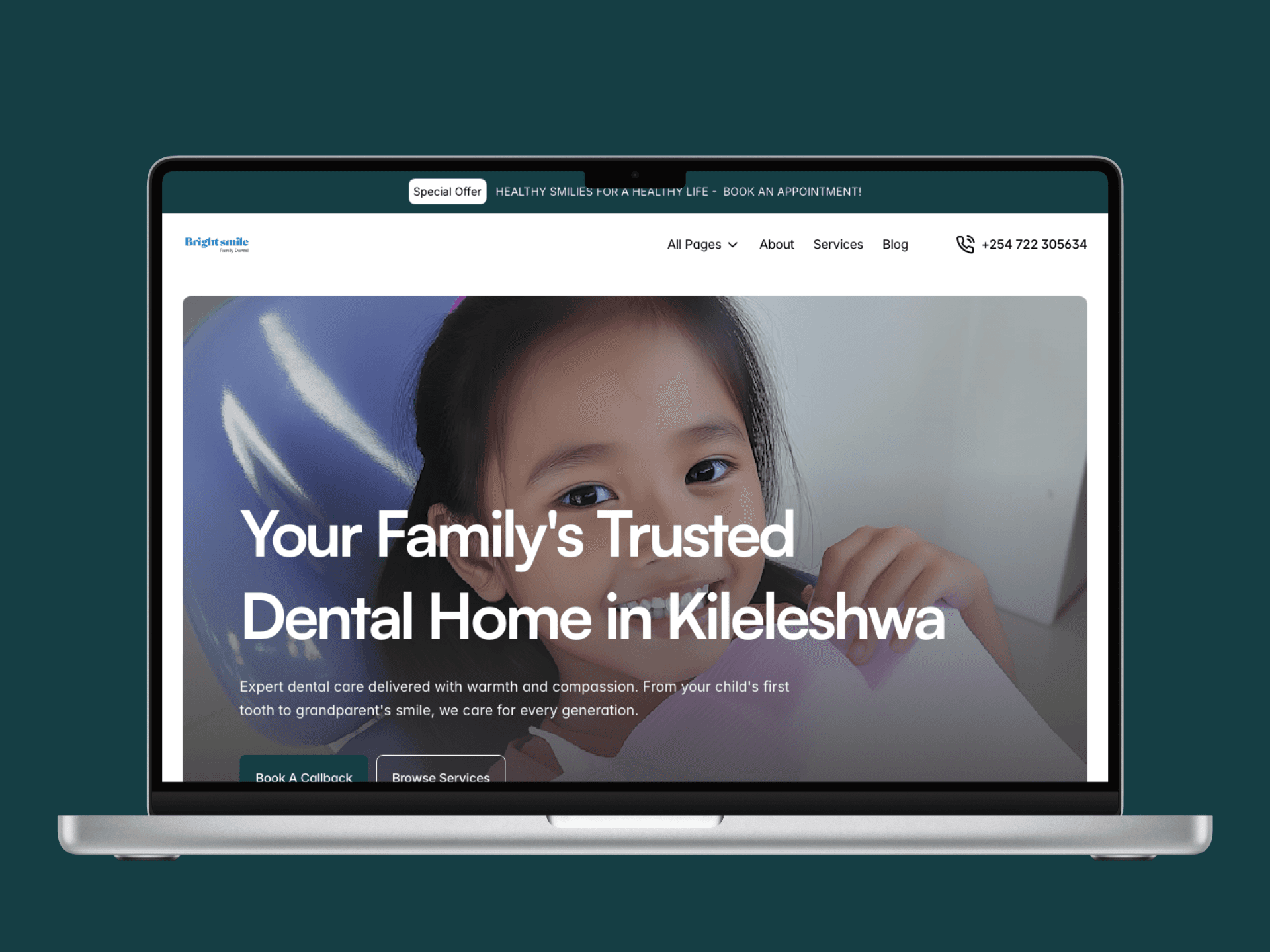 Dental homepage design