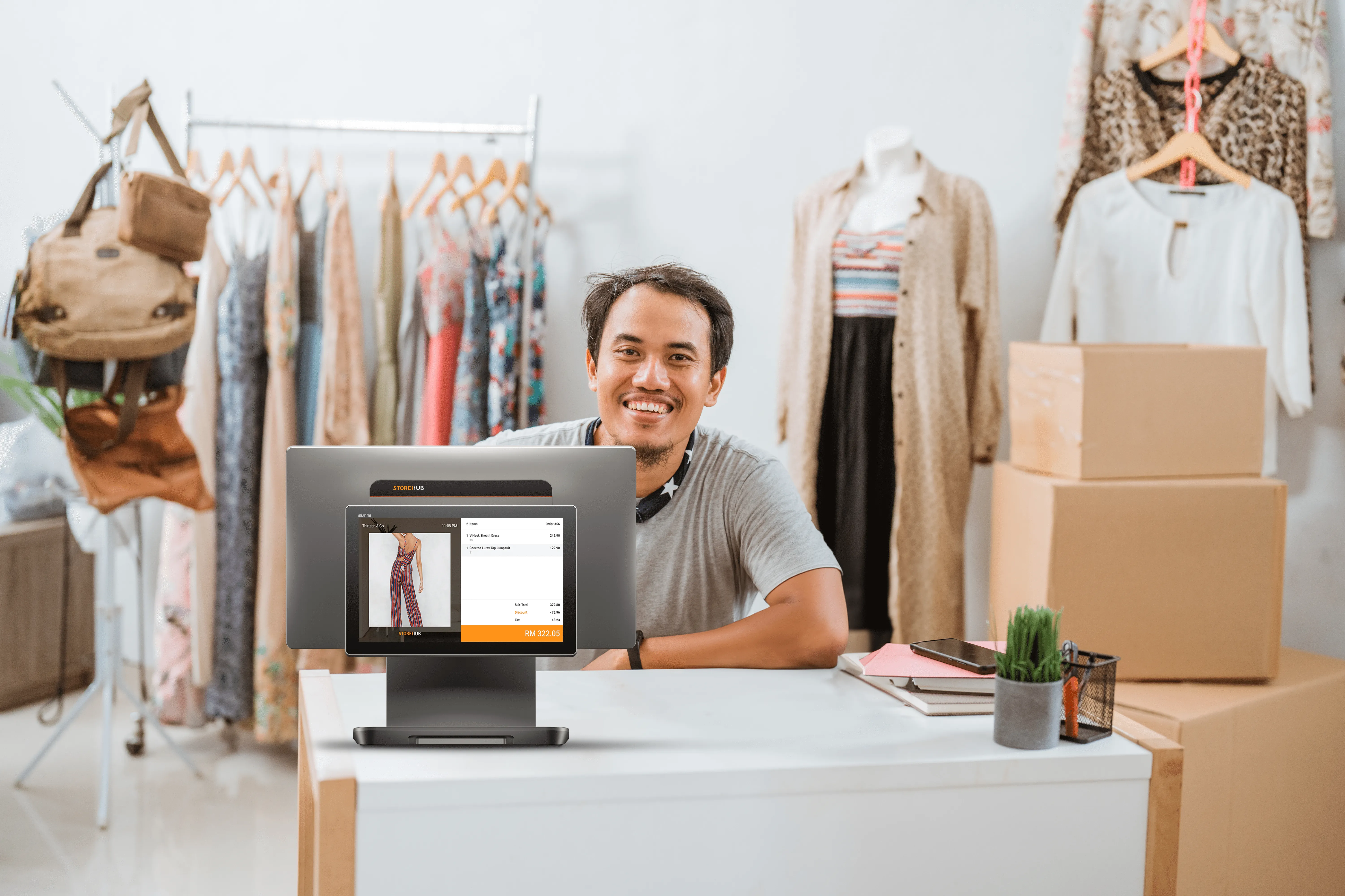 Malaysian boutique and apparel shop owner using the StoreHub retail POS system for inventory management.