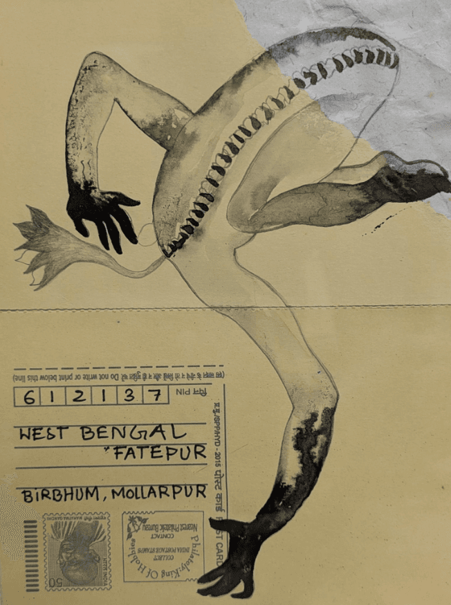 herd of sheep on road painting