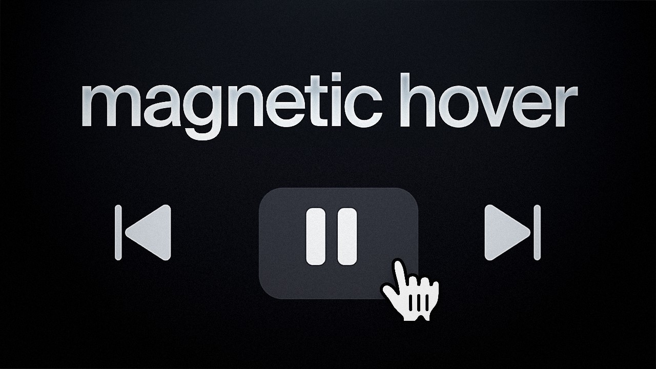 Magnetic hover effect on a media control button with a cursor interaction