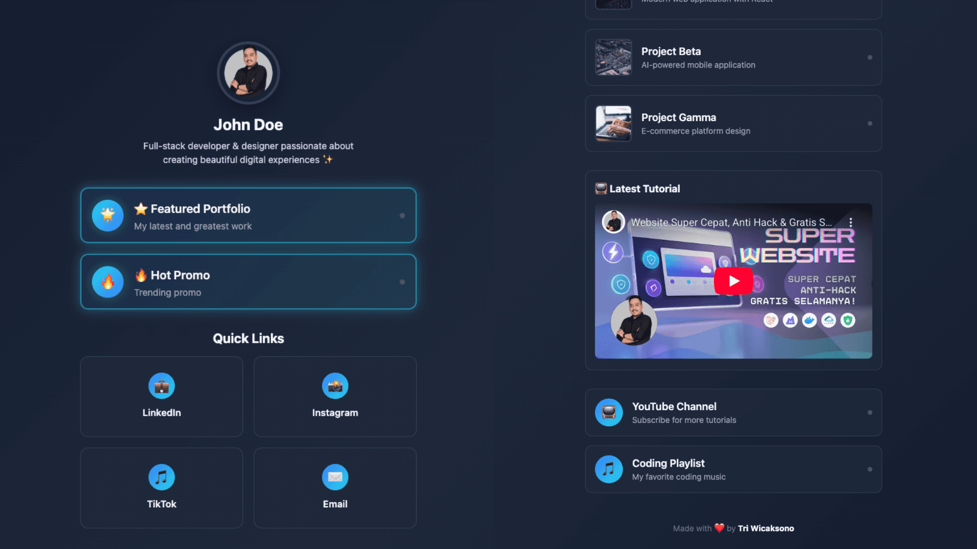 Bio Page Simple HTML Template