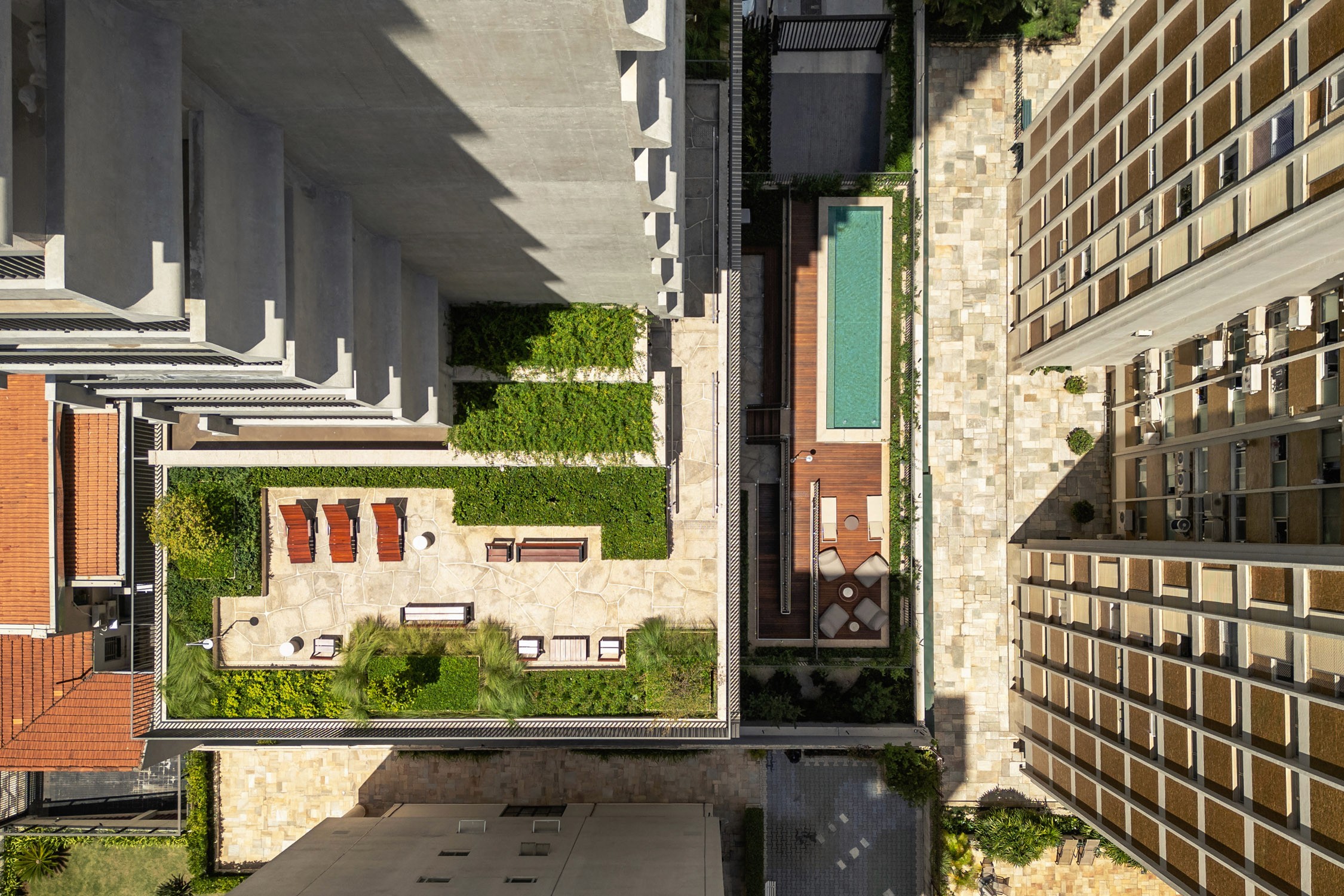 Drone view of the grande and pool