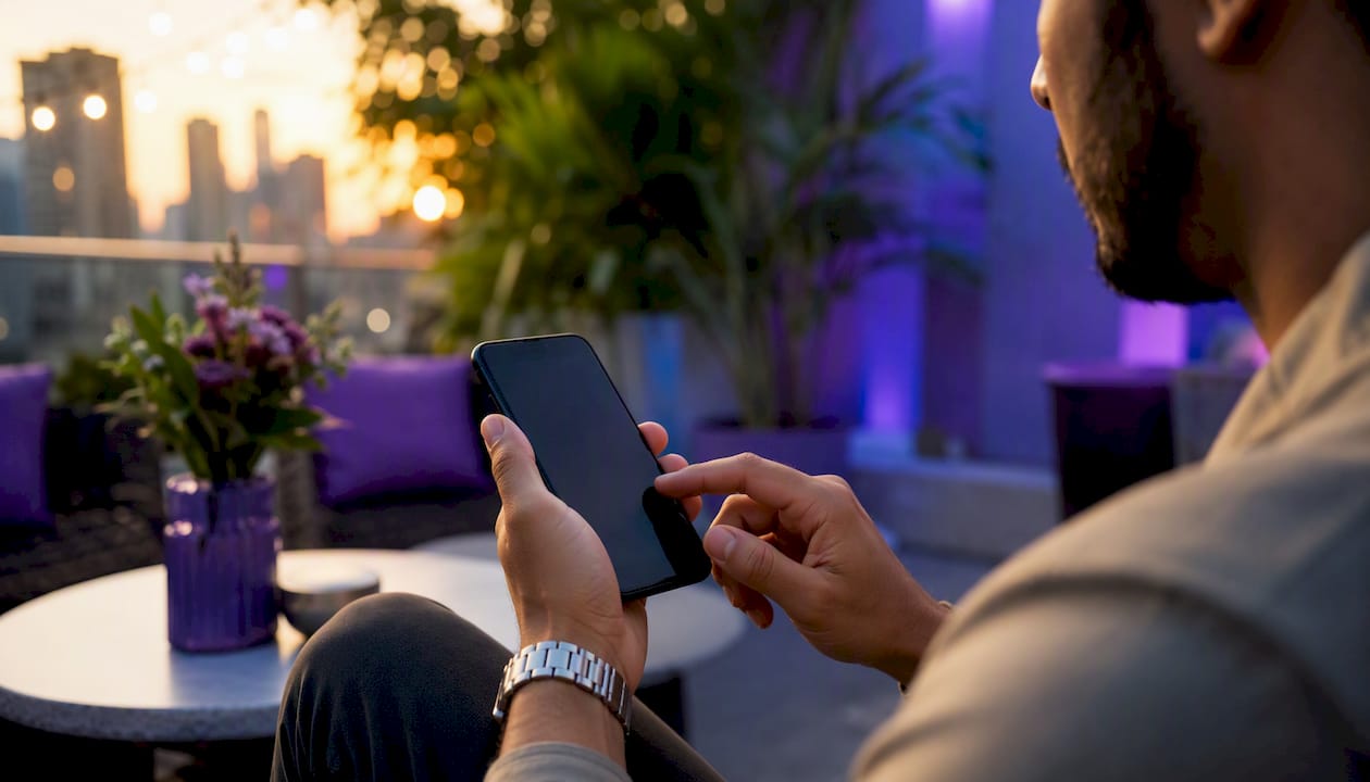 Hands sending an appointment reminder on smartphone