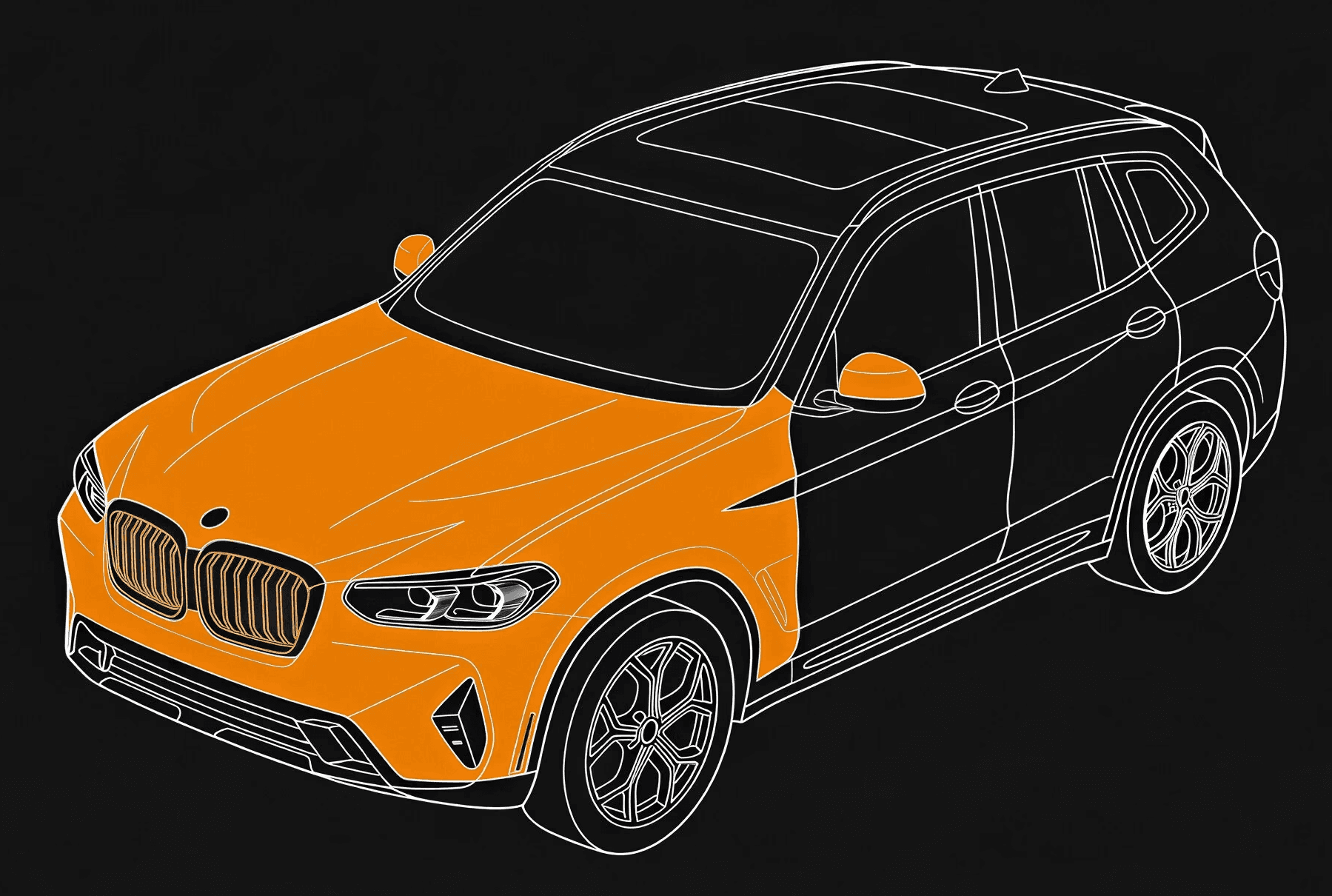 BMW SUV outline, orange front section