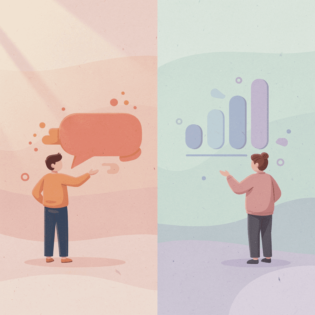 Split scene showing structured classroom learning versus independent self-study approaches