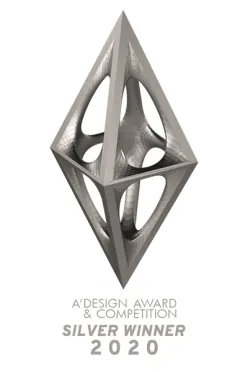 Silver A’ Design Award 2020 trophy, Luxury Design category, for the Brooklyn Luxury residence by Marian Vist, ImPERFECTION DESIGN