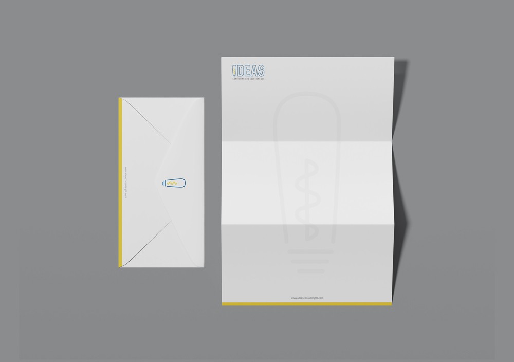 Letterhead and envelope designed for Ideas Consulting