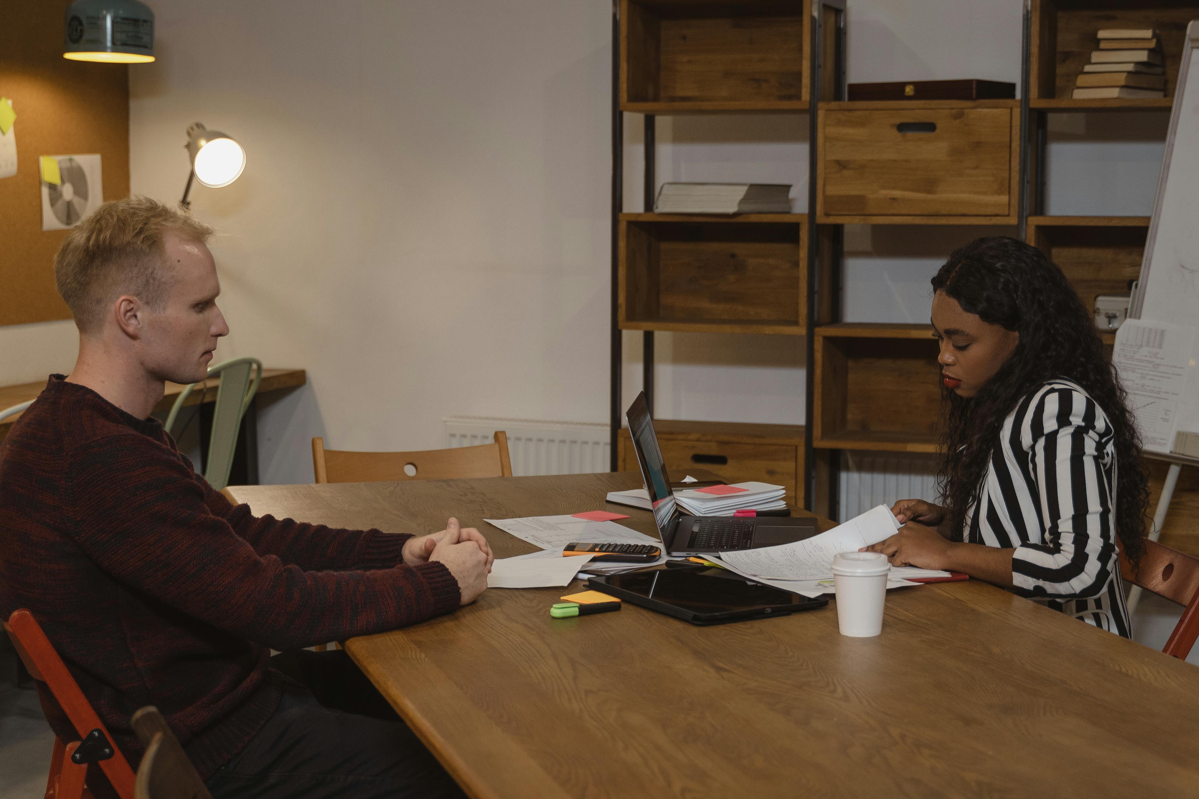 Advisor and client sitting at the table