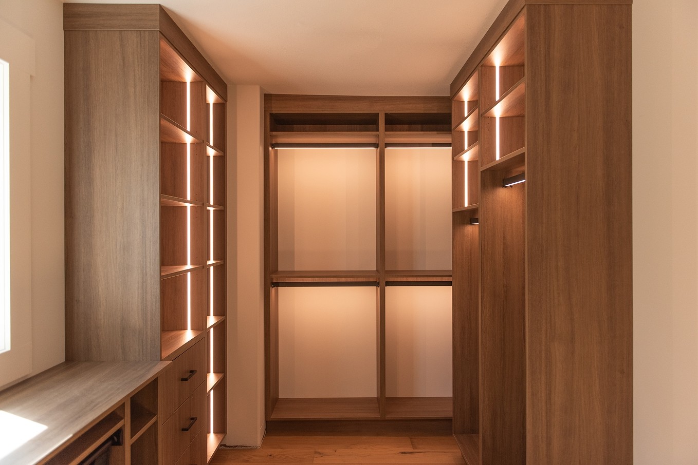 Built-in bar storage with display shelves