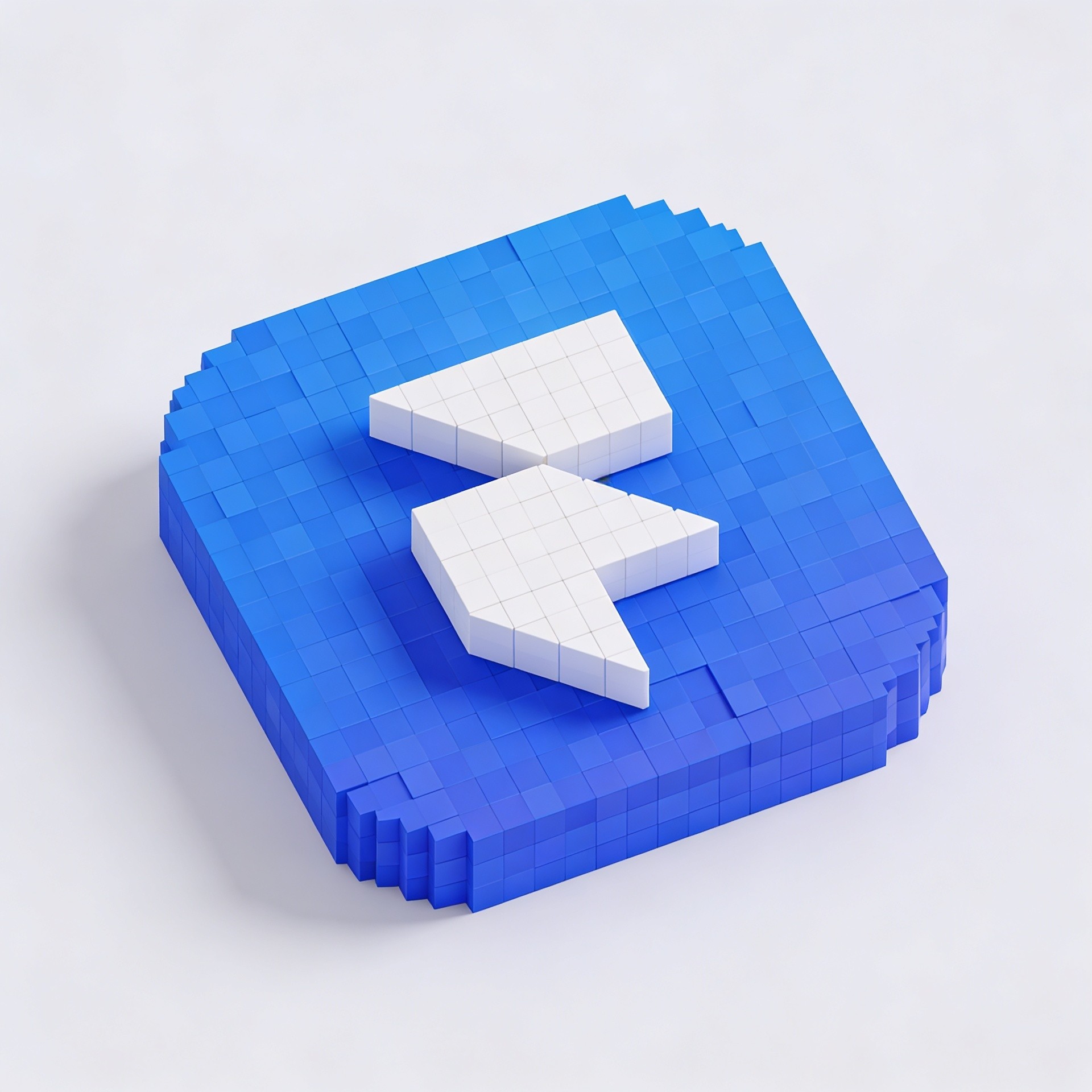 Blue voxel Framer logo symbolizing professional website building