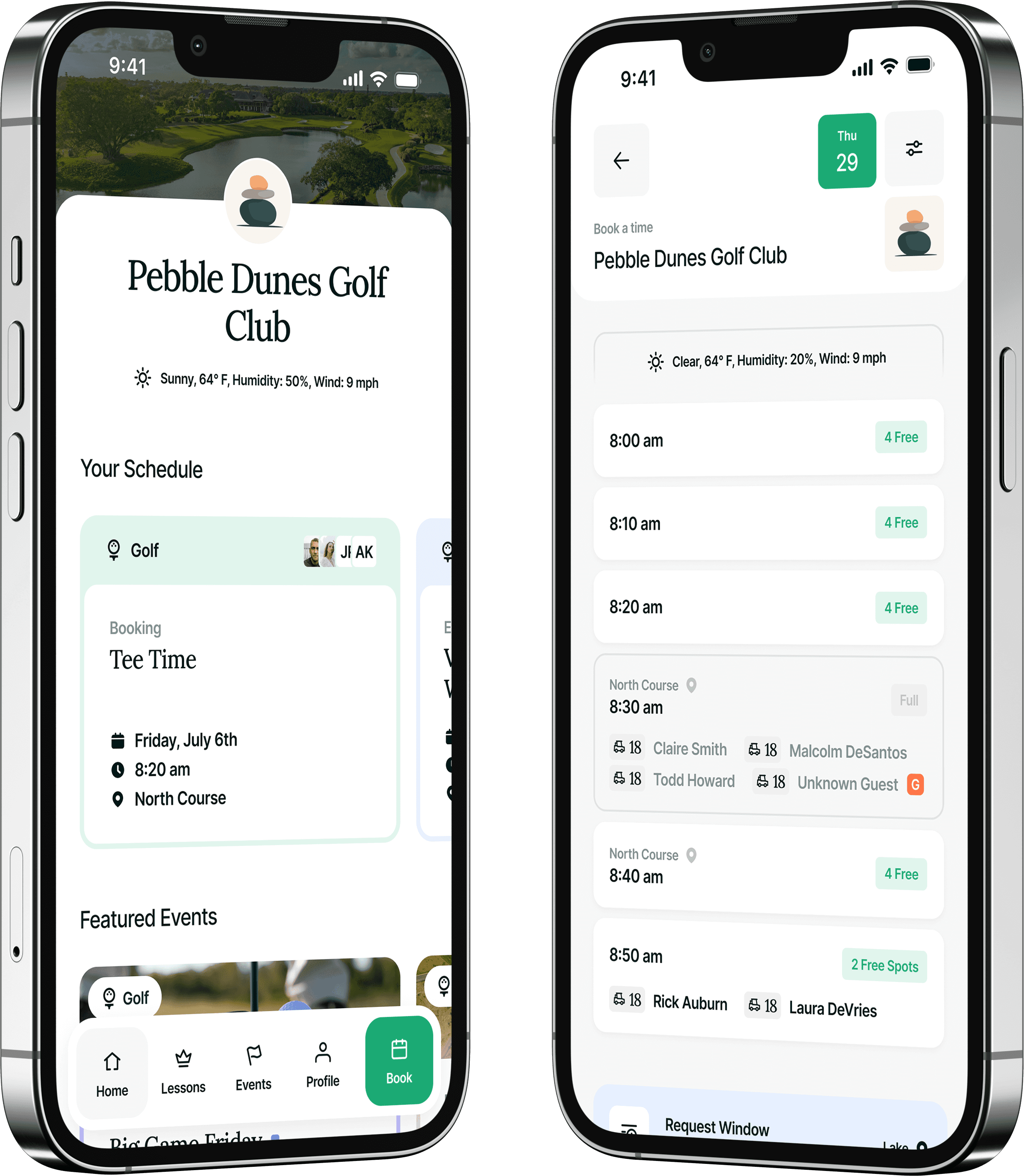 Phone displaying Whoosh’s member booking platform