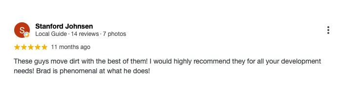 Google review 1 for BC Team land development