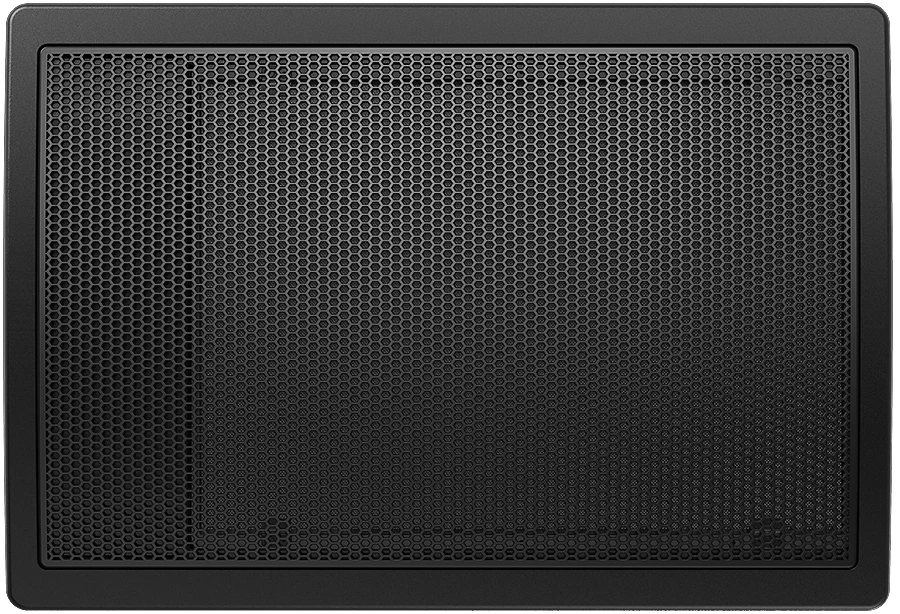 Black smart home device with screen showing time and temp