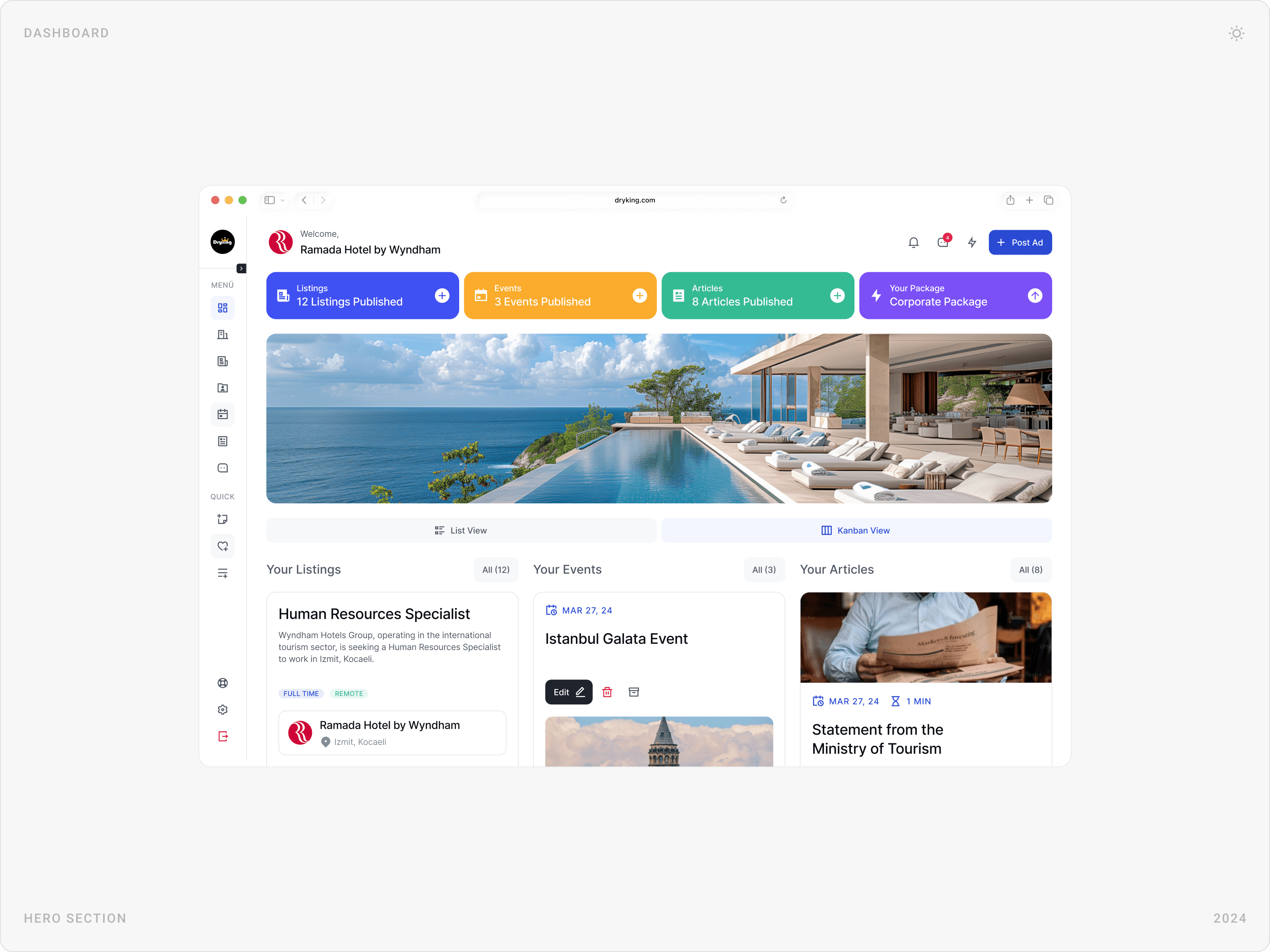 Professional Employer Content Dashboard Design