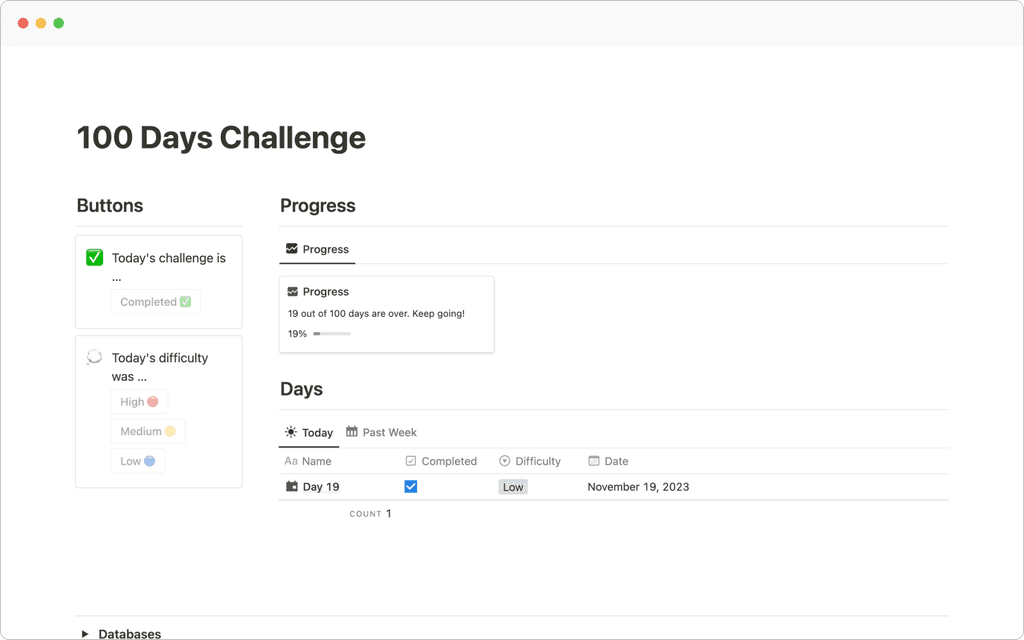 Free Notion 100 Days Challenge Template Notion Brick