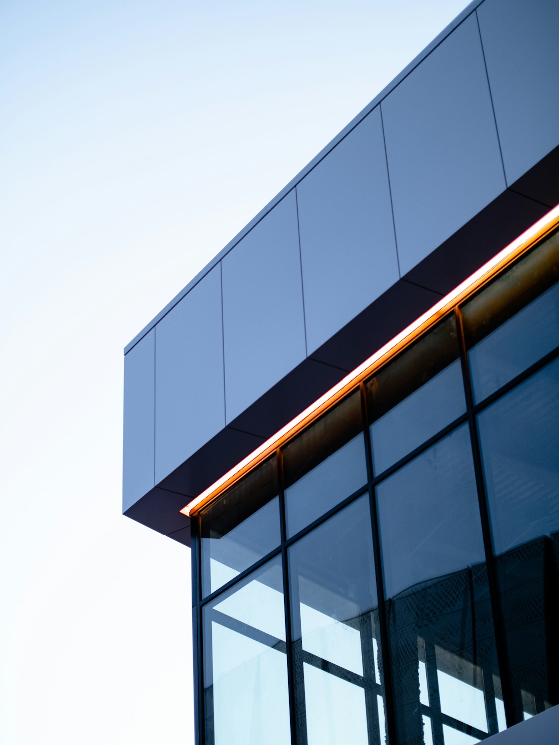 Contemporary glass facade with clean architectural lines